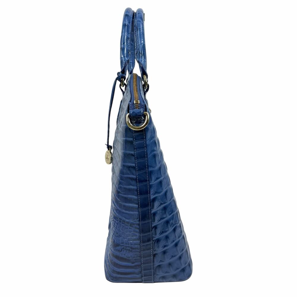 Brahmin Large Duxbury Satchel Bag Melbourne Irish Blue Leather Croc - Picture 7 of 15